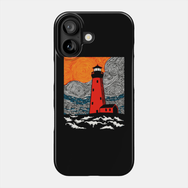 Lighthouse at Sunrise - Coastal Snow Scene Phone Case by TuncGK
