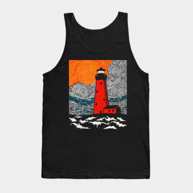 Lighthouse at Sunrise - Coastal Snow Scene Tank Top by TuncGK