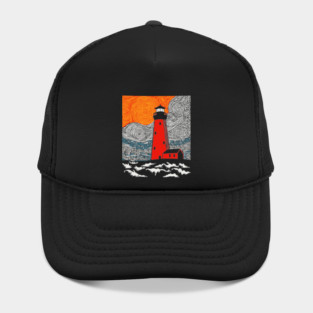Lighthouse at Sunrise - Coastal Snow Scene Hat