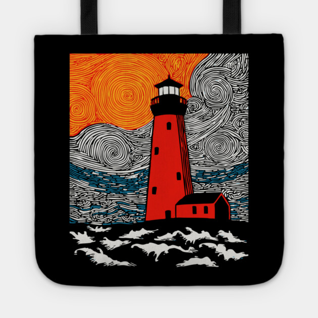 Lighthouse at Sunrise - Coastal Snow Scene Tote by TuncGK
