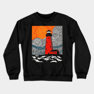 Lighthouse at Sunrise - Coastal Snow Scene Crewneck Sweatshirt