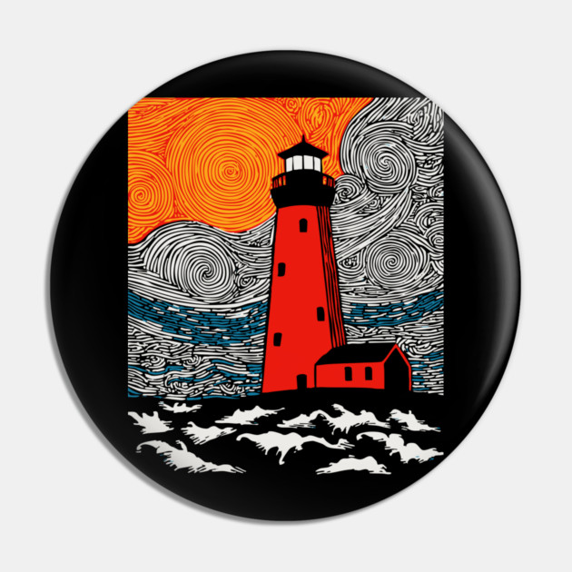 Lighthouse at Sunrise - Coastal Snow Scene Pin by TuncGK