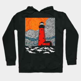 Lighthouse at Sunrise - Coastal Snow Scene Hoodie