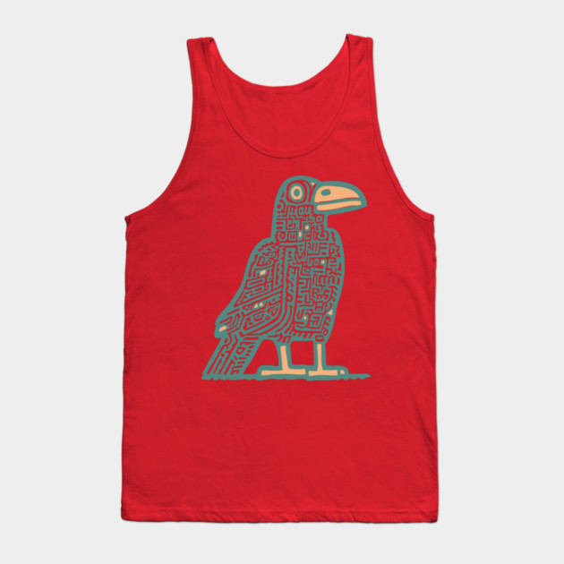 Cyber Crow Totem - Futuristic Tribal Raven Art Tank Top by TuncGK