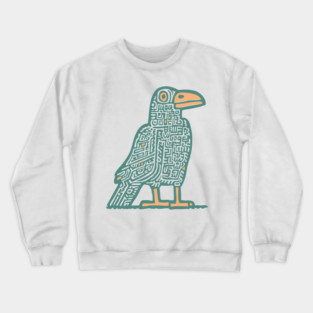 Cyber Crow Totem - Futuristic Tribal Raven Art Crewneck Sweatshirt