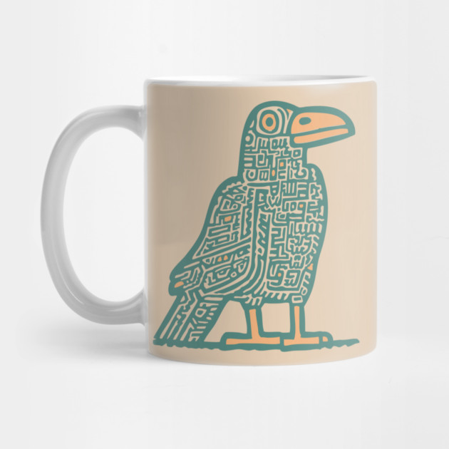 Cyber Crow Totem - Futuristic Tribal Raven Art by TuncGK