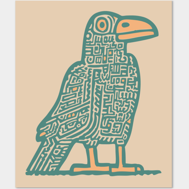 Cyber Crow Totem - Futuristic Tribal Raven Art Wall Art by TuncGK
