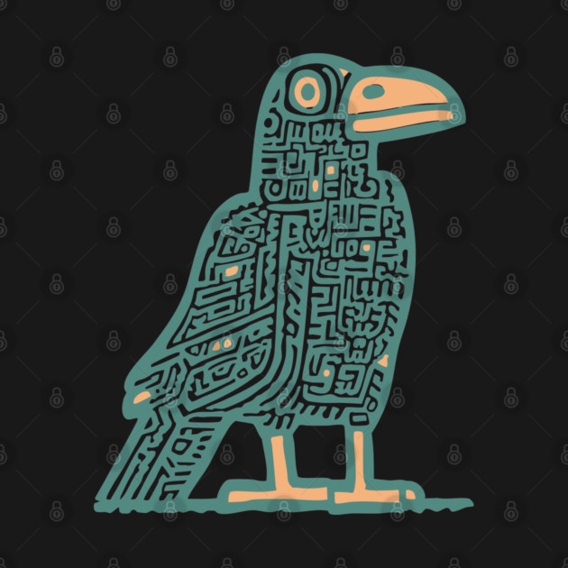 Cyber Crow Totem - Futuristic Tribal Raven Art by TuncGK