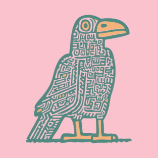 Cyber Crow Totem - Futuristic Tribal Raven Art T-Shirt
