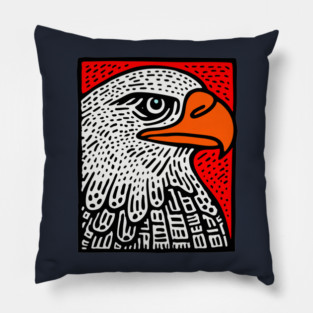 American Bald Eagle - Graphic Pop Art Portrait Pillow
