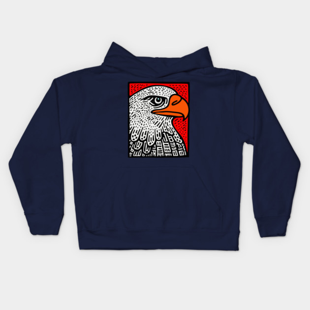 American Bald Eagle - Graphic Pop Art Portrait Kids Hoodie by TuncGK