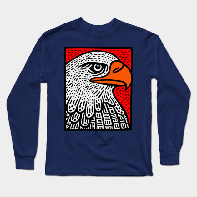 American Bald Eagle - Graphic Pop Art Portrait Long Sleeve T-Shirt by TuncGK