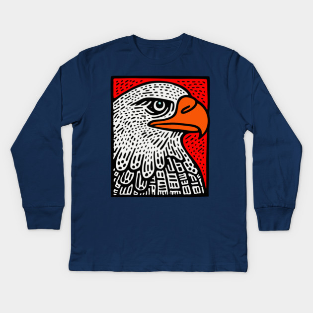 American Bald Eagle - Graphic Pop Art Portrait Kids Long Sleeve T-Shirt by TuncGK