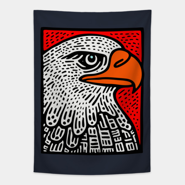 American Bald Eagle - Graphic Pop Art Portrait Tapestry by TuncGK
