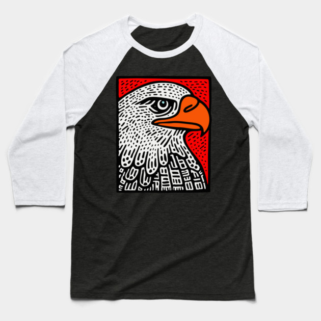American Bald Eagle - Graphic Pop Art Portrait Baseball T-Shirt by TuncGK