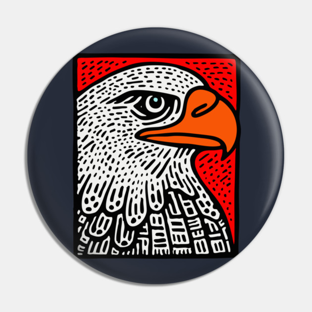 American Bald Eagle - Graphic Pop Art Portrait Pin by TuncGK