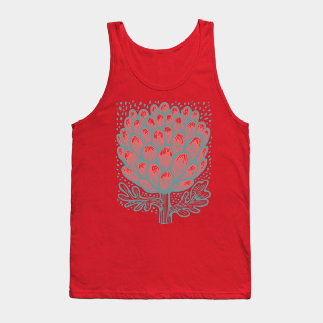 Blooming Artichoke Flower - Botanical Pop Art Tank Top by TuncGK