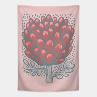 Blooming Artichoke Flower - Botanical Pop Art Tapestry
