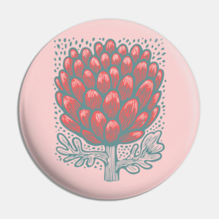 Blooming Artichoke Flower - Botanical Pop Art Pin