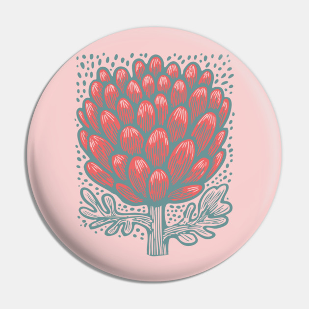 Blooming Artichoke Flower - Botanical Pop Art Pin by TuncGK