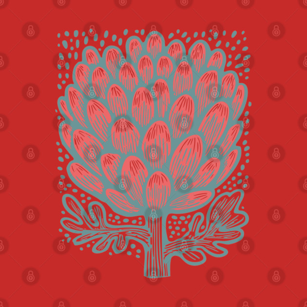 Blooming Artichoke Flower - Botanical Pop Art by TuncGK