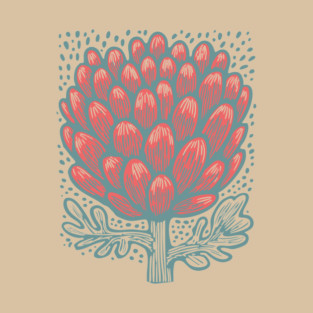 Blooming Artichoke Flower - Botanical Pop Art T-Shirt