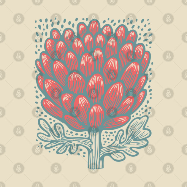 Blooming Artichoke Flower - Botanical Pop Art by TuncGK