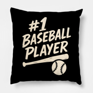 #1 Baseball Player Sports Gift Graphic for Athletes & Fans Pillow