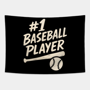 #1 Baseball Player Sports Gift Graphic for Athletes & Fans Tapestry