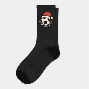 Soccer Ball Santa Hat Christmas Lights Holiday Sports Graphic Socks