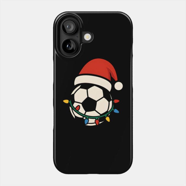 Soccer Ball Santa Hat Christmas Lights Holiday Sports Graphic Phone Case by MakerMind8.2