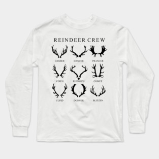 Rudolph the Red Nosed Reindeer Crew Antlers Chart Christmas Long Sleeve T-Shirt