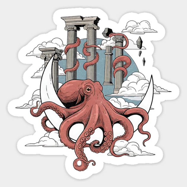 Squirrealism Octopus Mythic Design Sticker by Designed By Marty