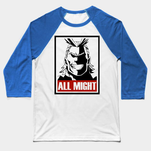 All Might | My Hero Academia Poster Art Baseball T-Shirt by Otaku Vibes
