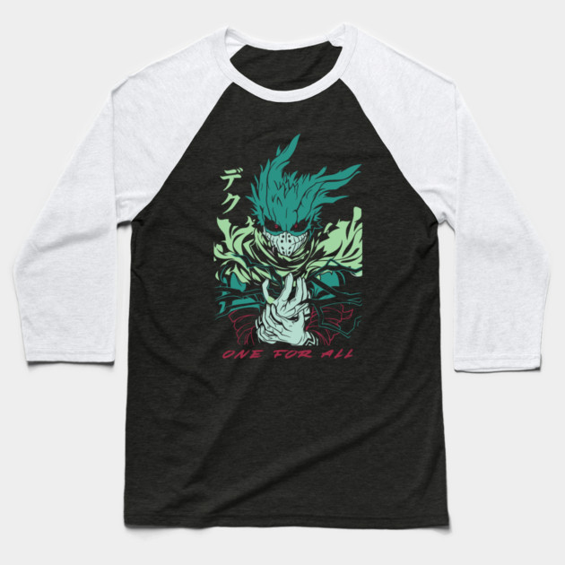 My Hero Academia: Izuku Midoriya’s Heroic Journey Baseball T-Shirt by Otaku Vibes