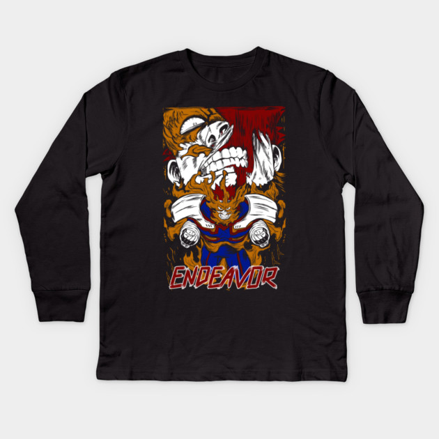 Endeavor Rage - My Hero Academia Kids Long Sleeve T-Shirt by Otaku Vibes