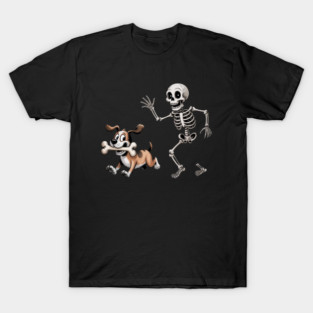 Funny Skeleton Dog Halloween T-Shirt | Spooky Cute Puppy Costume Tee T-Shirt