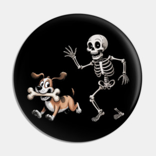 Funny Skeleton Dog Halloween T-Shirt | Spooky Cute Puppy Costume Tee Pin