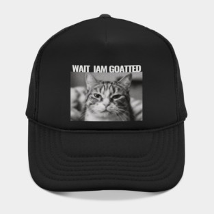 Wait Im Goated Cat Funny Cat Meme Wait I'm Goated, Wait I'm Goated Cat Funny Silly Cat Staring Cat Funny Meme T-Shirt Hat