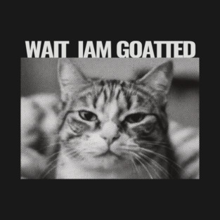 Wait Im Goated Cat Funny Cat Meme Wait I'm Goated, Wait I'm Goated Cat Funny Silly Cat Staring Cat Funny Meme T-Shirt T-Shirt