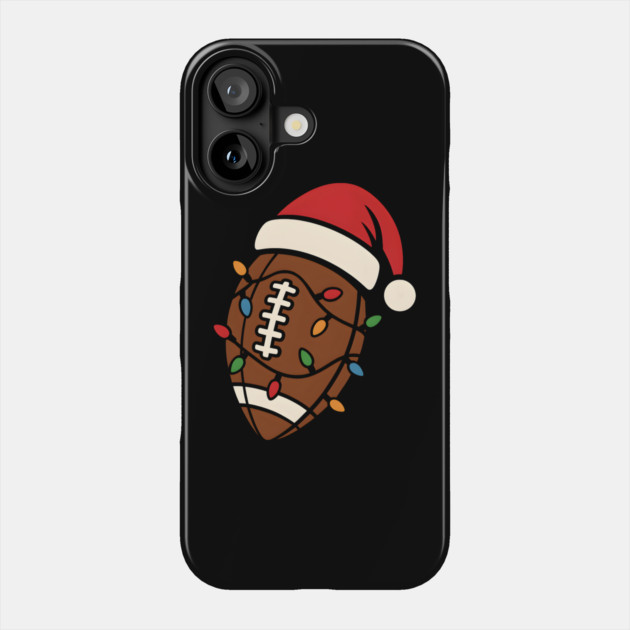 Christmas Football with Santa Hat and Lights Holiday Design Phone Case by MakerMind8.2