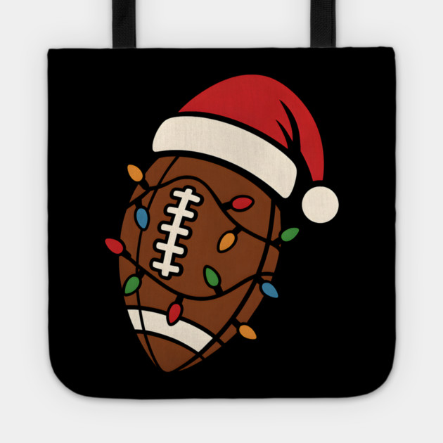 Christmas Football with Santa Hat and Lights Holiday Design Tote by MakerMind8.2