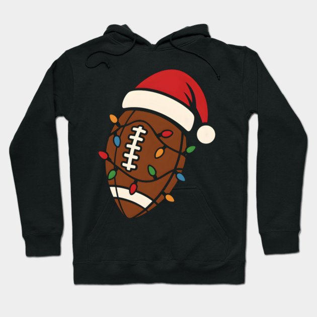Christmas Football with Santa Hat and Lights Holiday Design Hoodie by MakerMind8.2