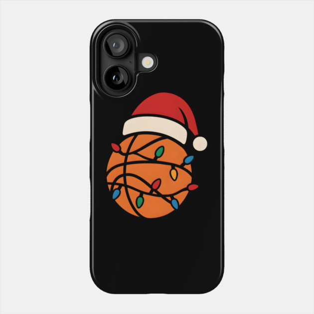 Christmas Basketball with Santa Hat and Lights Holiday Design Phone Case by MakerMind8.2