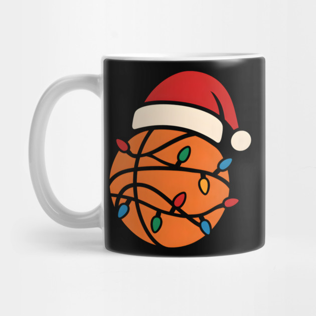 Christmas Basketball with Santa Hat and Lights Holiday Design by MakerMind8.2