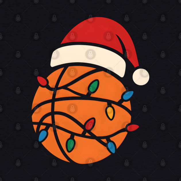 Christmas Basketball with Santa Hat and Lights Holiday Design by MakerMind8.2