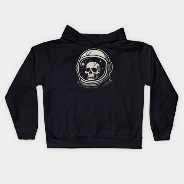 Skull Astronaut Helmet Space Graphic | Dark Cosmic Artwork Kids Hoodie by MakerMind8.2