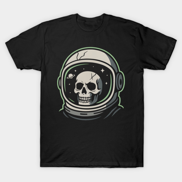 Skull Astronaut Helmet Space Graphic | Dark Cosmic Artwork T-Shirt by MakerMind8.2