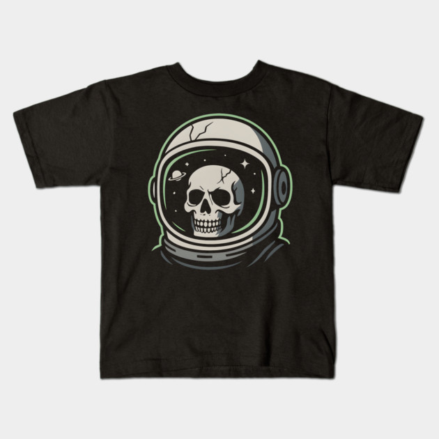 Skull Astronaut Helmet Space Graphic | Dark Cosmic Artwork Kids T-Shirt by MakerMind8.2