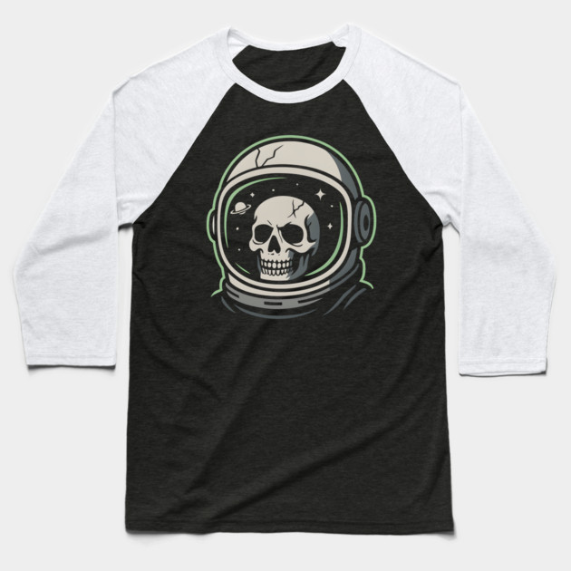 Skull Astronaut Helmet Space Graphic | Dark Cosmic Artwork Baseball T-Shirt by MakerMind8.2